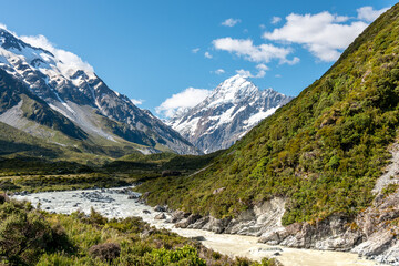 Fototapeta na wymiar Famous Mount Cook from Hooker Valley track, New Zealand