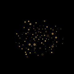 Falling Snow flakes golden pattern Holiday Vector