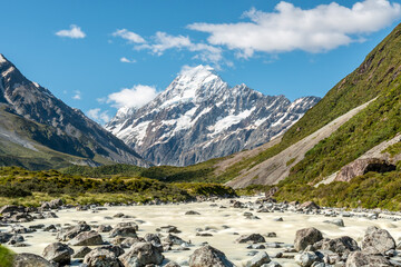 Famous Mount Cook from Hooker Valley track, New Zealand