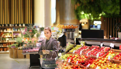 Woman buying fruits at the market