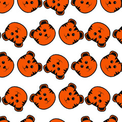 vector illustration pattern funny tiger faces