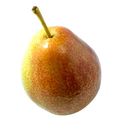 The pear is yellow with a red side isolated on a white background.Bright fresh taste.Bright deep image.