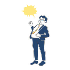 怒るスーツの男性　中年　トゲトゲ吹き出し付き