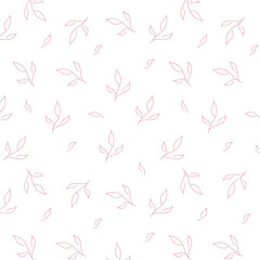 Olive green palette seamless pattern with hand drawn contoured leaf branches ornament. Decorative backdrop for fabric design, textile print, wrapping, cover. Vector illustration.