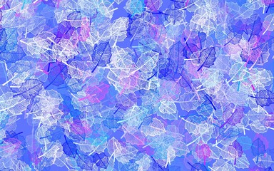 Light Blue, Red vector doodle template with leaves.