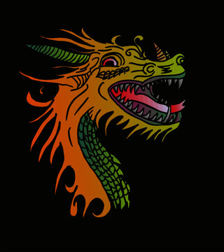 Tattoo flash dragon graphic design vector art