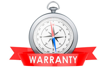 Compass with warranty text. 3D rendering