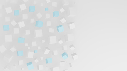 Bright 3D illustration of white cubes against white surface