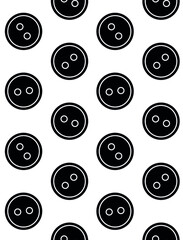Fototapeta premium Vector seamless pattern of black button isolated on white background