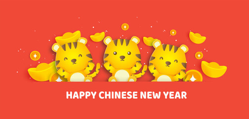 Chinese new year 2022 year of the tiger banner .