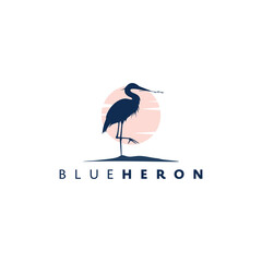 heron design logo concept. line heron vector. heron bird. color style.