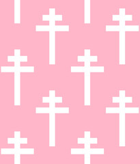Fototapeta na wymiar Vector seamless pattern of christian orthodox cross isolated on pink background
