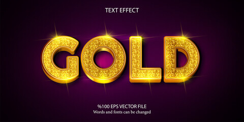 Glitch text, luxury golden color editable text effect on textured background