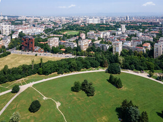 Aerial view of South Park in city of Sofia, Bulgaria