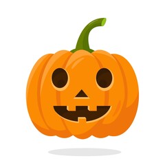 Orange funny Halloween pumpkin face for Autumn holiday.