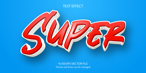 A livid red tones and energetic editable text effect: Super