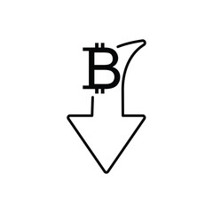 bitcoin  rate down icon fall sign