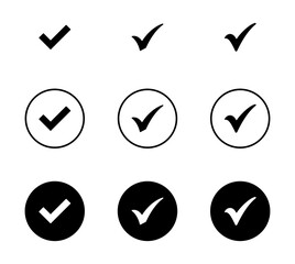 Check mark icon set, Check mark sign vector	