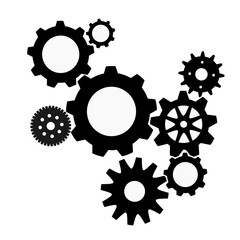 set of vector illustration gears in black color