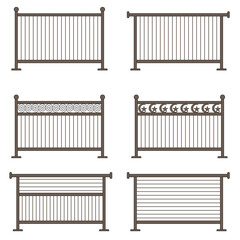 vector illustration set of iron fences with various shapes