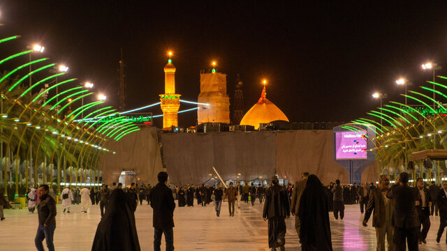 karbala, Iraq - february 23, 2015: photo of imam husien shrinei in karbala city