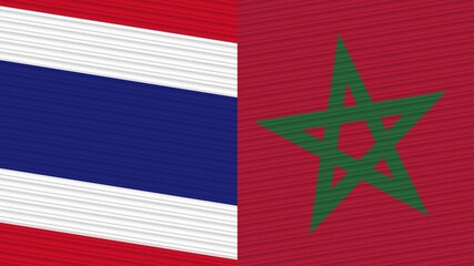 Morocco and Thailand Flags Together Fabric Texture Illustration Background