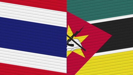 Mozambique and Thailand Flags Together Fabric Texture Illustration Background