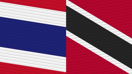 Trinidad and Tobago and Thailand Flags Together Fabric Texture Illustration Background