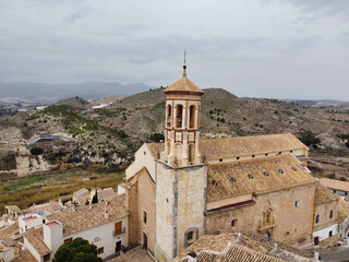vista aerea de iglesia y plaza en Cehegín Murcia