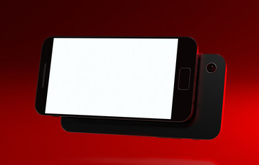 Cellphone Mockup Mobile Device 3d Illustration Red