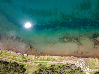 Aerial view of Muratovo lake, Pirin Mountain, Bulgaria