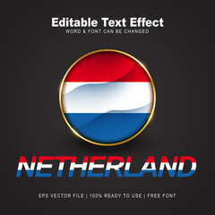 Netherland text effect style - Editable text effect vector illustration. Hungary 3d Flag - Euro 2020 Finalists