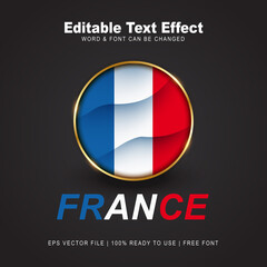France text effect style - Editable text effect vector illustration. Hungary 3d Flag - Euro 2020 Finalists