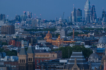 A high definition night shot of the London city skyline.