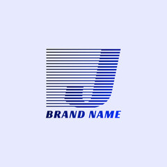 letter J stripes professional corporate initials vector logo design
