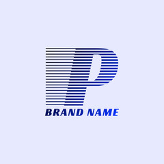 letter P stripes professional corporate initials vector logo design