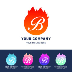 Modern Letter B Fire Logo