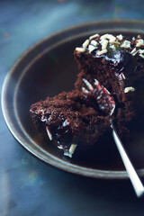 Choco Muffin on stone background. Close up.