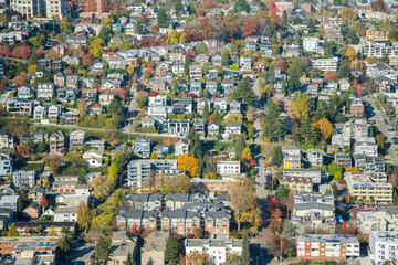 Aerial view of a residential area at Tacoma, Washington