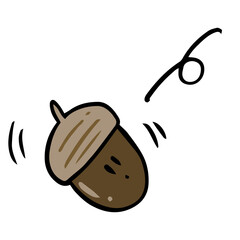 転がるどんぐりのシンプルなイラスト