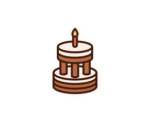 Cake flat icon. Single high quality outline symbol for web design or mobile app.  Holidays thin line signs for design logo, visit card, etc. Outline pictogram EPS10