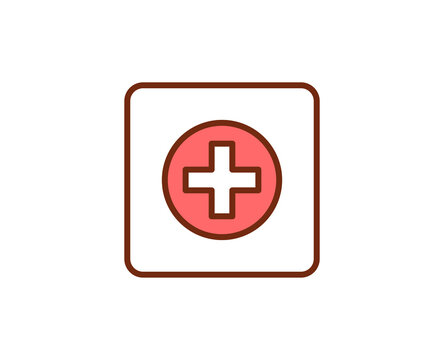 Cross flat icon. Thin line signs for design logo, visit card, etc. Single high-quality outline symbol for web design or mobile app. Medical outline pictogram.