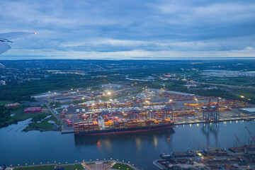 Aerial view of the New Jersey cityscape and river