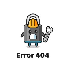 error 404 with the cute padlock mascot