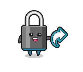 cute padlock hold social media share symbol