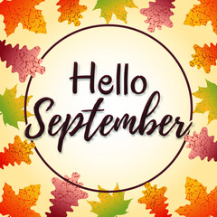 Hand drawn typography lettering phrase Hello September
