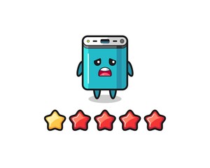 the illustration of customer bad rating, power bank cute character with 1 star