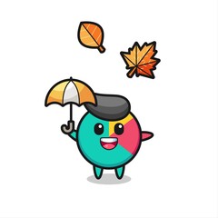 cartoon of the cute chart holding an umbrella in autumn