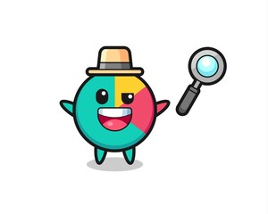 illustration of the chart mascot as a detective who manages to solve a case