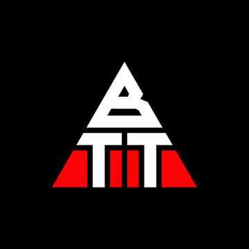 BTT triangle letter logo design with triangle shape. BTT triangle logo design monogram. BTT triangle vector logo template with red color. BTT triangular logo Simple, Elegant, and Luxurious Logo. BTT 
